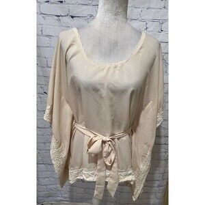 Arden B cream strapy back kimono belted blouse Size Medium